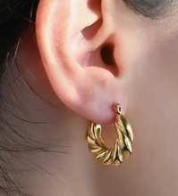 Load image into Gallery viewer, Chunky Croissant Hoops
