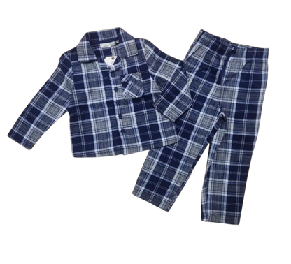 Boy's Plaid Button Up Pajamas