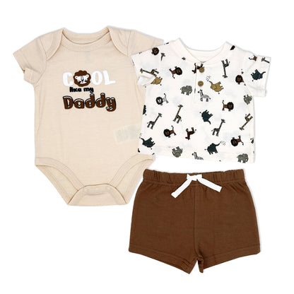Boys 3 Piece Henley Bodysuit Short Set: Cool Like my Dadd