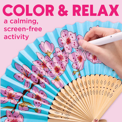 Paper Fan Painting Kit for Kids - Cherry Blossoms