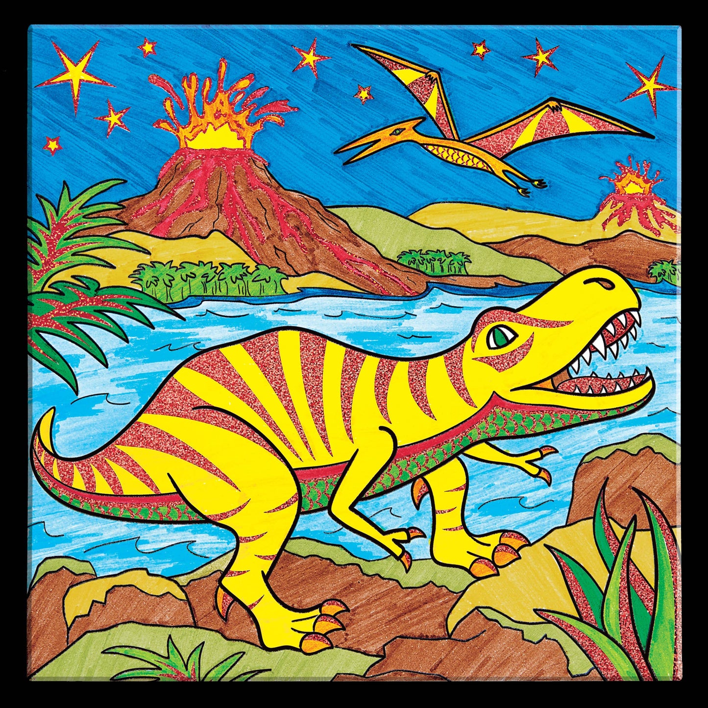 Marker Color by Number T-Rex Foil Fun Kit for Kids