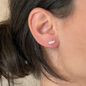 Silver Feather Studs