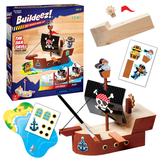 Buildeez! The Sea Skull Pirate Ship - DIY Wooden Craft Kit