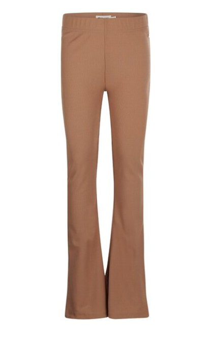 Soft Brown Ribbed Flared Pants