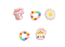Load image into Gallery viewer, Flower, Kitty, Unicorn Elastic Ring Set
