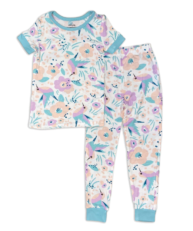 Bamboo Short Sleeve 2pc Pajama Set (Hummingbird Garden Print)
