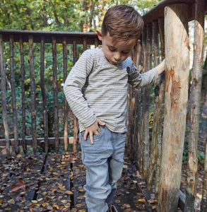 Boys Beige Stripe Long Sleeve