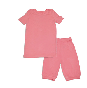 Bamboo Short Sleeve Top & Shorts Pajama Set (Pink Lemonade)