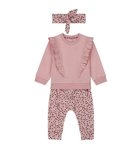 3pc Pink Crewneck & Legging Set W/ Headband