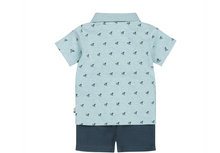 Load image into Gallery viewer, Baby Blue Polo 2pc Short Set
