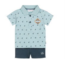Load image into Gallery viewer, Baby Blue Polo 2pc Short Set
