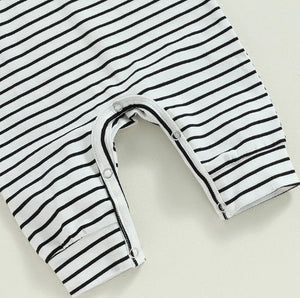 Infant Stripe Romper w/ Patchwork Pocket