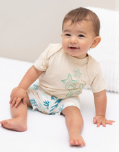 Load image into Gallery viewer, Bamboo Short Sleeve Onesie &amp; Short Set (Soft Sand/Reef)
