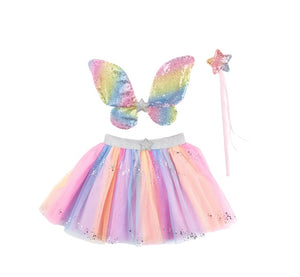 Rainbow Sequin Skirt w/ Wand and Wings