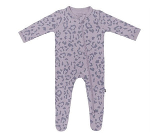 Zippered Footie In Taro Leopard