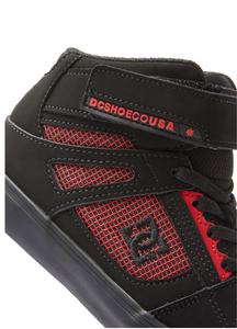 Children's DC Shoes Pure High Elastic Lace Shoes -Black/Black/Red