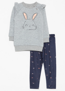 2pc Bunny & Hearts Printed Set