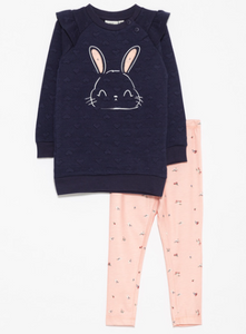 2pc Bunny & Hearts Printed Set