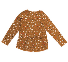Load image into Gallery viewer, Nano Youth Brown Floral Long Sleeve W/ Back Ruffle
