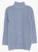 Load image into Gallery viewer, High Neck Cable Knit Tunic Sweater
