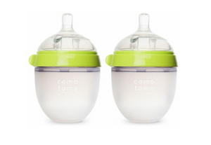 Como Tomo Two- Pack Soft Hygienic Silicone Baby Bottle (Green)