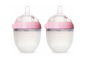 Como Tomo Two- Pack Soft Hygienic Silicone Baby Bottle (Pink)