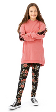 Load image into Gallery viewer, Nano Youth Black &amp; Coral Floral Leggings
