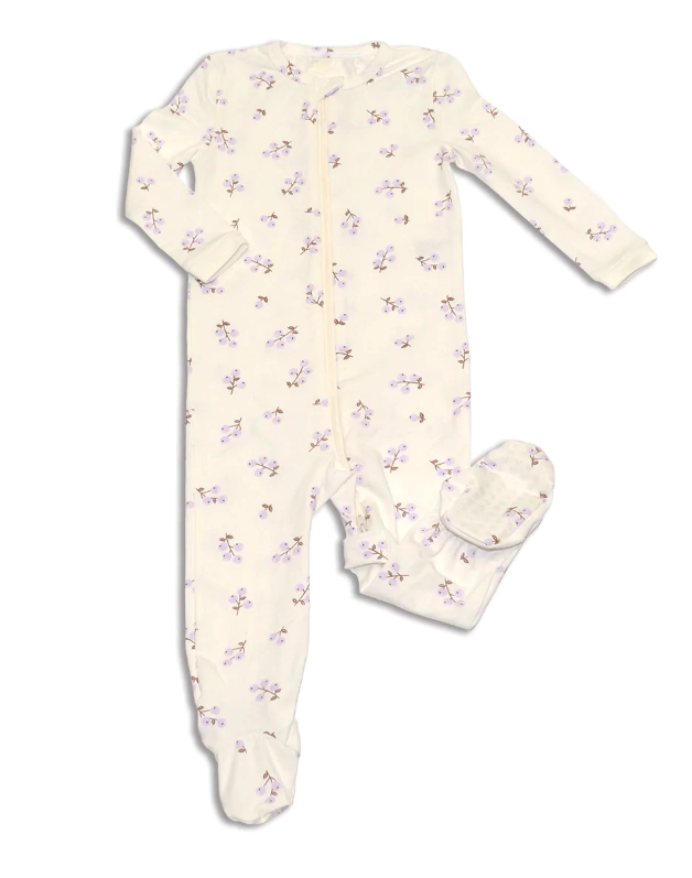 Organic Cotton Zip Up Footies (Winter Berries)