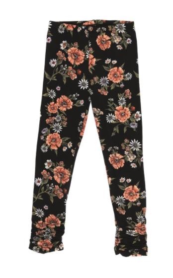 Nano Youth Black & Coral Floral Leggings