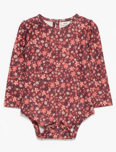 Burgundy Floral Long Sleeve Onesie