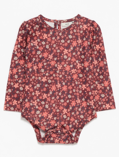 Burgundy Floral Long Sleeve Onesie