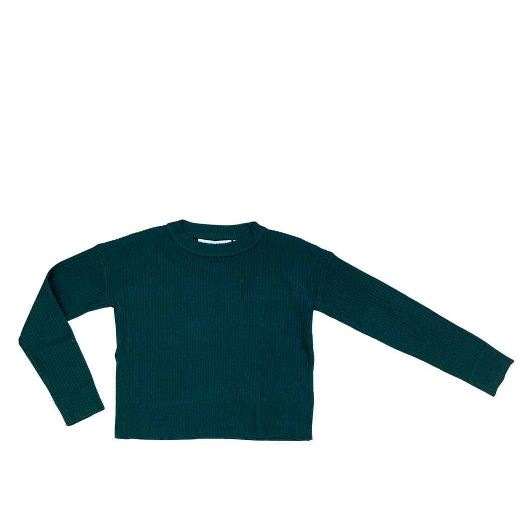 Drop Shoulder Ribbed Cropped Sweater