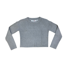 Drop Shoulder Ribbed Cropped Sweater