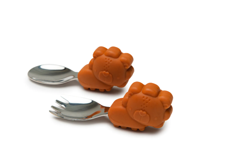 LouLou Lollipop Learning Spoon and Fork Set Lion