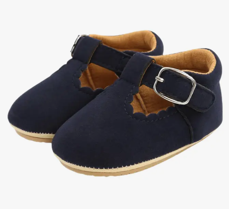 Mary Jane Moccs- Dark Navy Suede
