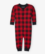 Load image into Gallery viewer, Moose On Plaid Baby Union Suit
