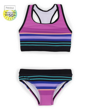 Load image into Gallery viewer, Youth Stripe 2pc Razor Back Swimsuit
