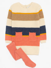 Load image into Gallery viewer, Striped Knit Dress with Tights
